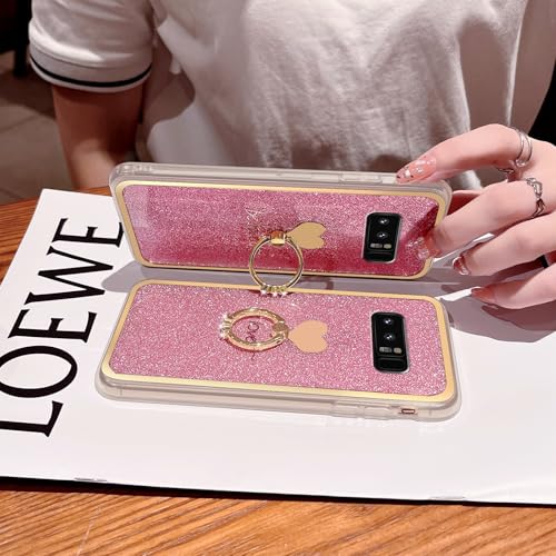 Easyscen for Samsung Galaxy Note 8 Phone Case Girls Women Cute Luxury Glitter Soft Slim Case with Ring Kickstand Bumper Shockproof Protective Cover - Pink - Image 3