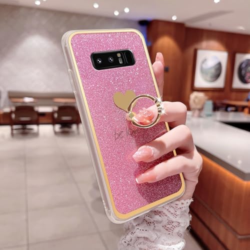 Easyscen for Samsung Galaxy Note 8 Phone Case Girls Women Cute Luxury Glitter Soft Slim Case with Ring Kickstand Bumper Shockproof Protective Cover - Pink - Image 4