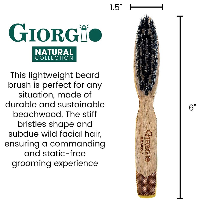 Giorgio G87IVY 2.5 Inch Men's Folding Pocket Comb Ivory - For Hair, Beard Grooming and Styling - Flexible Cellulose, Saw-cut & Hand Polished + 6 Inch Beard Brush - Image 2
