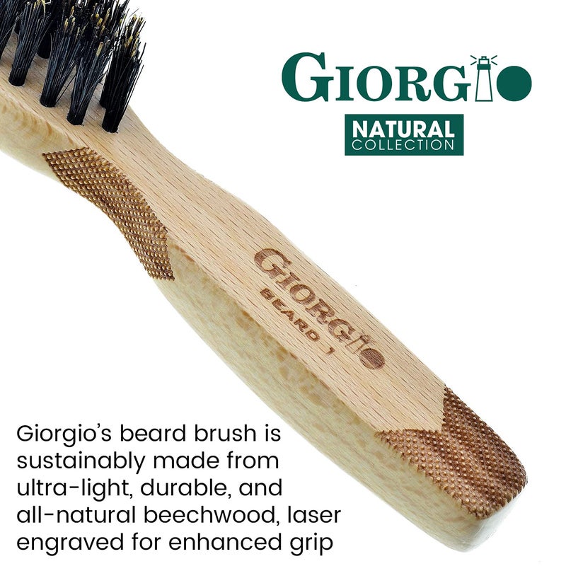 Giorgio G87IVY 2.5 Inch Men's Folding Pocket Comb Ivory - For Hair, Beard Grooming and Styling - Flexible Cellulose, Saw-cut & Hand Polished + 6 Inch Beard Brush - Image 4