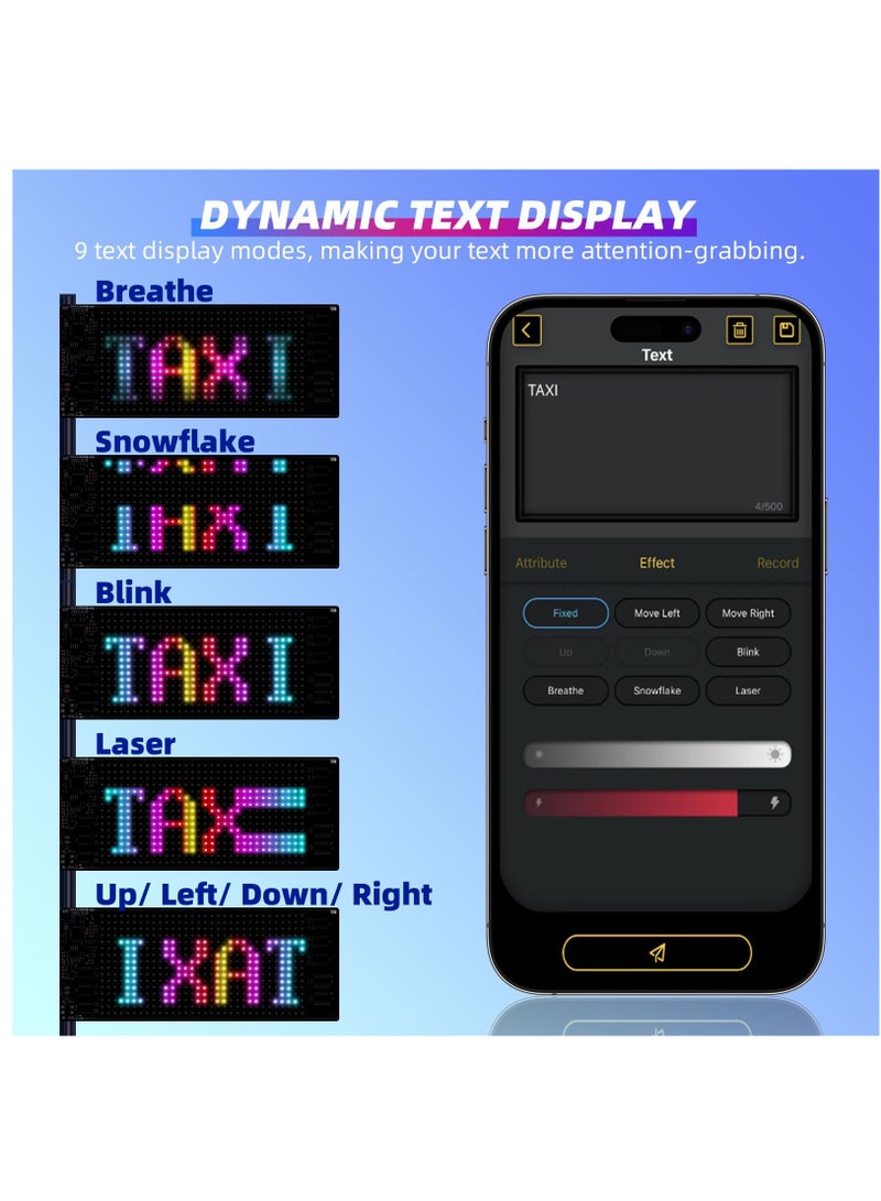 Excefore LED Signs for Car [Smarter App Control] [Upgraded Lamp Beads], 7''x3'' Flexible LED Matrix Panel 5.0 Bluetooth Control USB 5V DIY Programmable Led Sign for Taxi Car Accessories  - Image 3