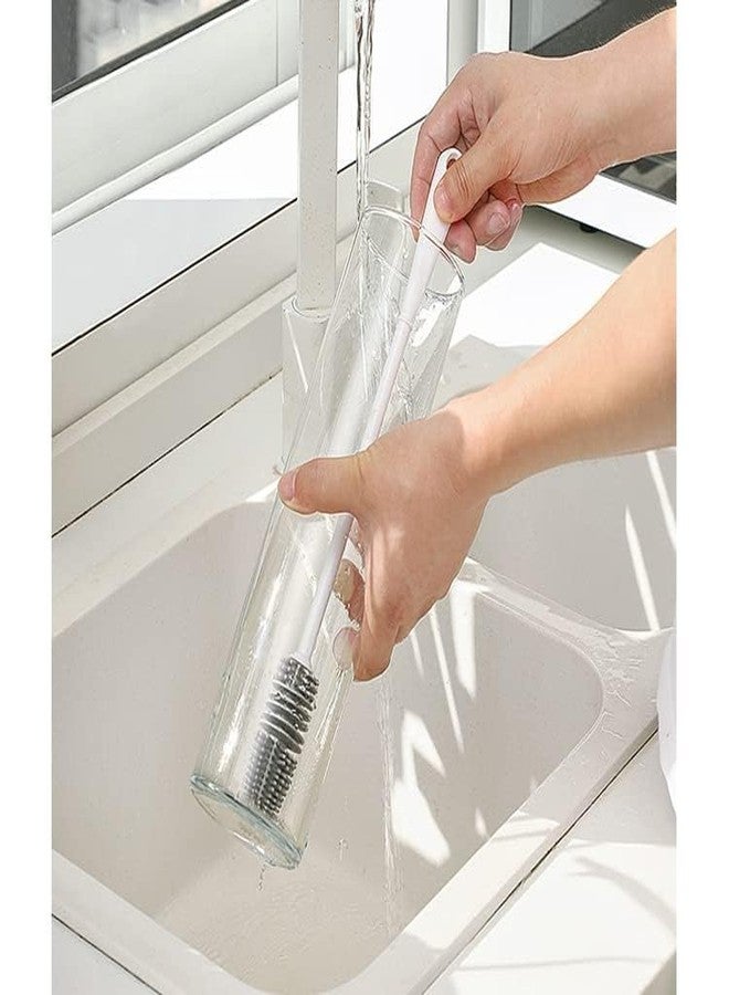 click2shop Bottle Cleaning Brush Silicone Long Handle for Baby Bottle, Water Bottle, Containers, Vase and Glass, Bottle Cleaner for Home and Kitchen Accessories Item Products (31-CM-Grey) - Image 3