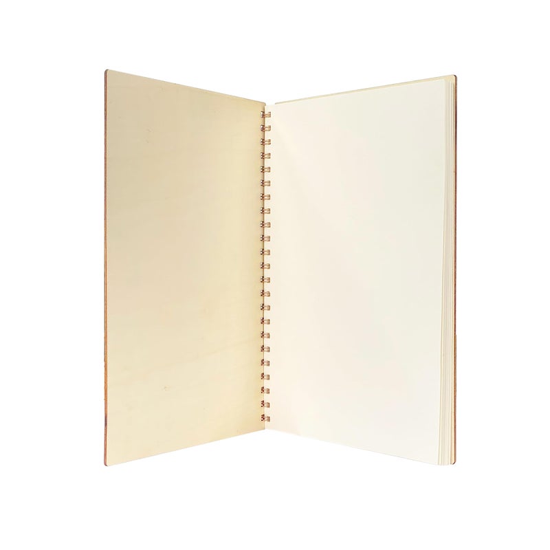 Cregugua 4 Pack A4 Wood Cover Jounal Notebook 80 pages Sketchbook 9x12 Inch Unlined Spiral Notebook for Crafts - Image 2