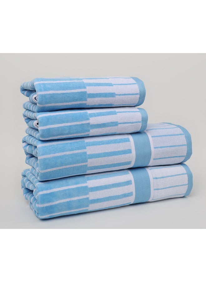 Towel 4 Piece Bathroom  Set - SPRING COLLECTION - 450 GSM - 100% Cotton Velour - 2 Bath  70X140 cm & 2 Hand  50x90 cm -MultiColour - Modern Stripe Design - Luxury Touch - Extra Absorbent - pzsku/Z1E19C7D2FED18D1D8135Z/45/_/1718959397/3b7aef49-e2d5-41ae-b3a7-562945bbec72