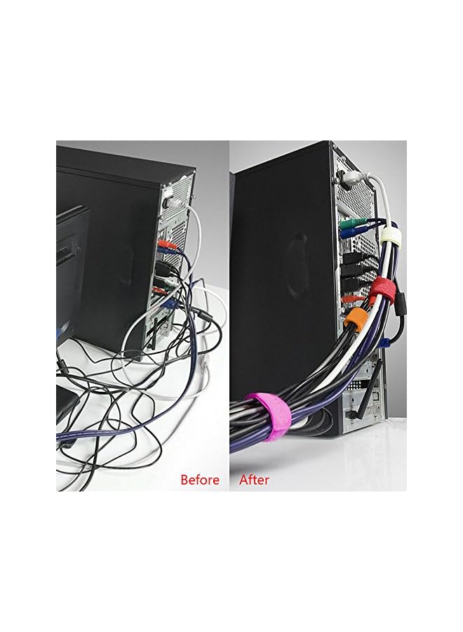 PASOW 50 قطعة روابط كابلات قابلة لإعادة الاستخدام لتنظيم الأسلاك حبل حامل 7 بوصة (أسود) - Image 2