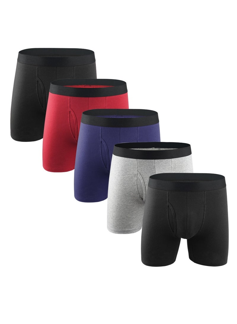 Loquat 5Pcs Cotton Men Shorts Elastic Solid Colour Underwear Multicolour - Image 1