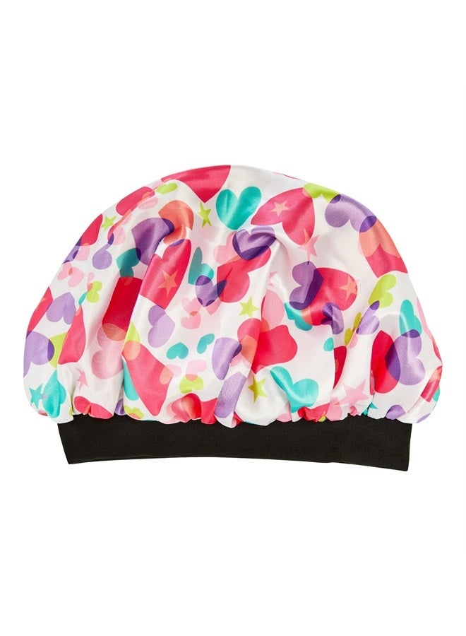 Red by Kiss Kids Satin Bonnet Sleep Cap Reversible Hair Bonnet for Boys and Girls Sleeping Night Silk Sleep Cap (Heart) Multi Color - Image 3