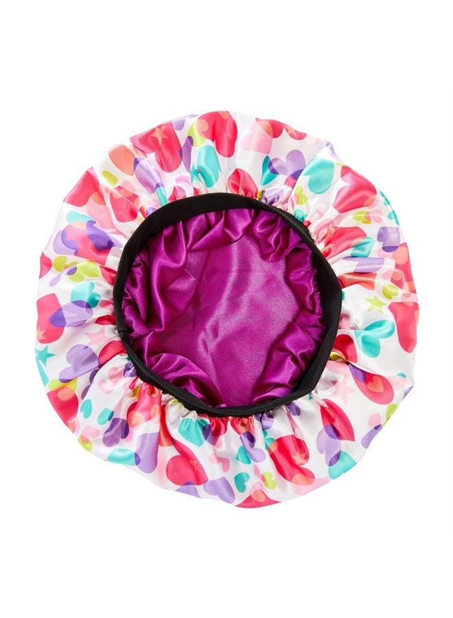 Red by Kiss Kids Satin Bonnet Sleep Cap Reversible Hair Bonnet for Boys and Girls Sleeping Night Silk Sleep Cap (Heart) Multi Color - Image 4