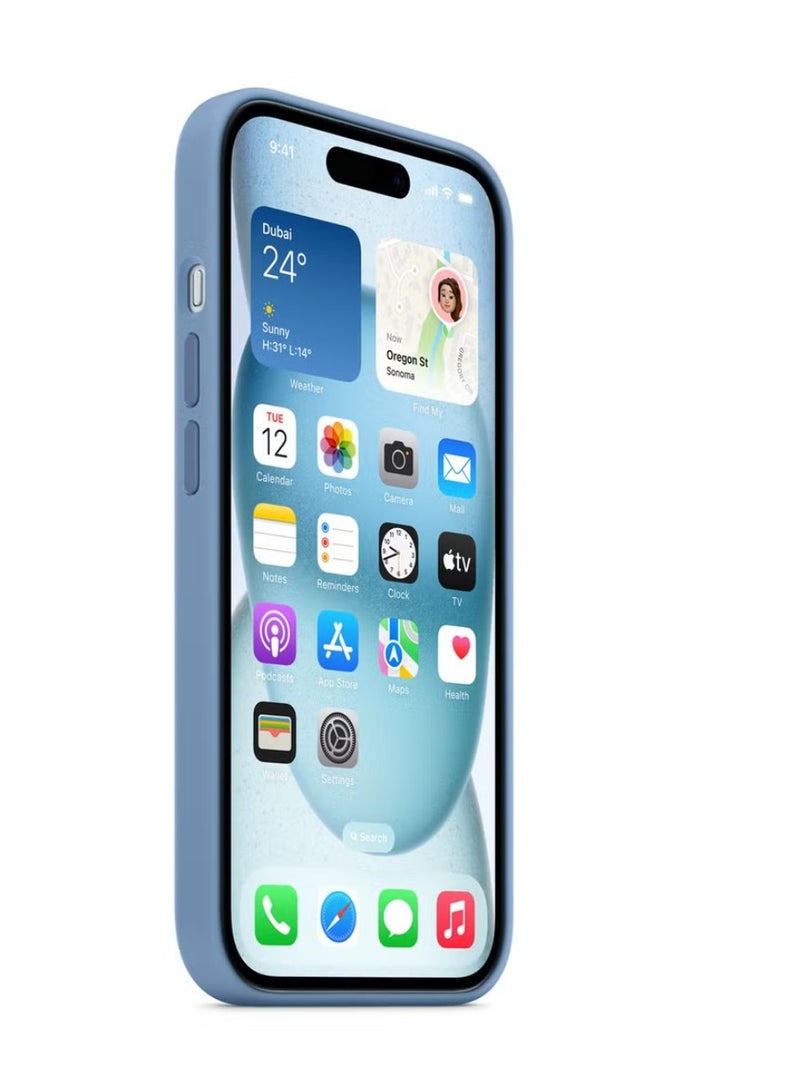 Silicone iPhone 15 Plus Silicone Case with MagSafe - Winter Blue - Image 3