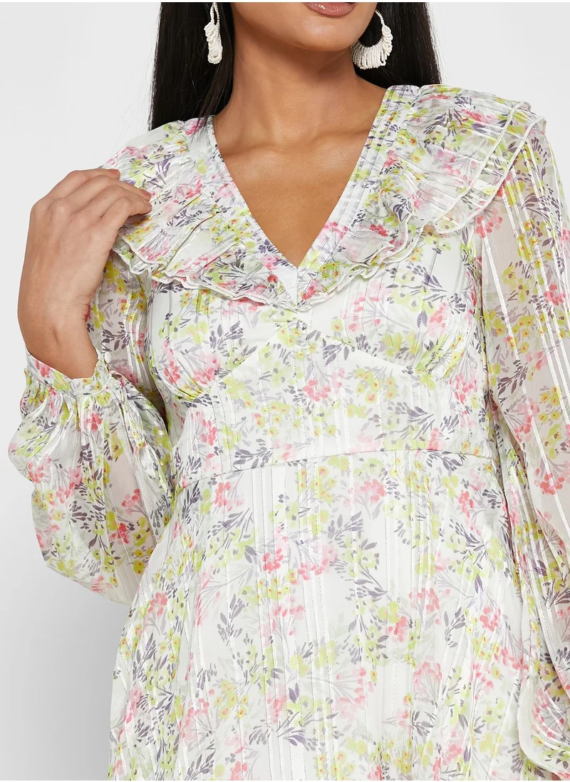 Maya Puff Sleeve Floral Print Dress