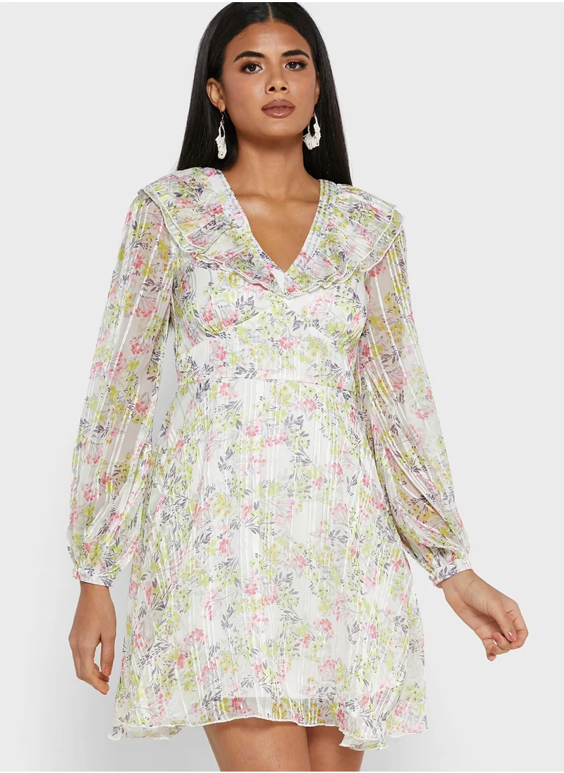 Maya Puff Sleeve Floral Print Dress