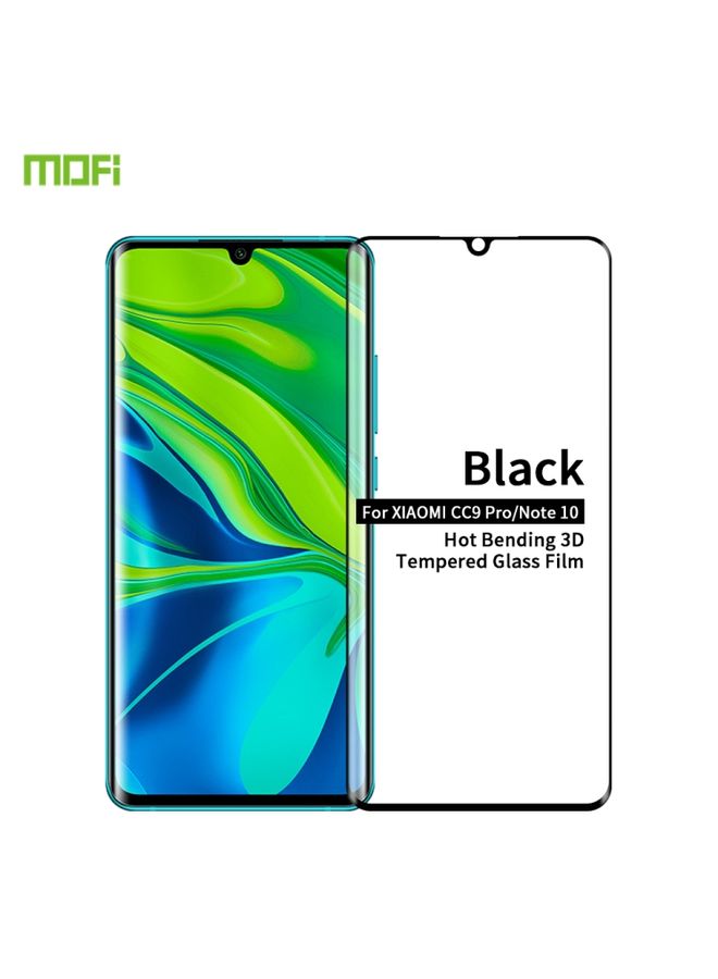 Screen Protector For Xiaomi CC9 Pro / Xiaomi Note10 MOFI 9H 3D Explosion Proof Thermal Bending Full Screen Covered With Tempered Glass Film(Black)