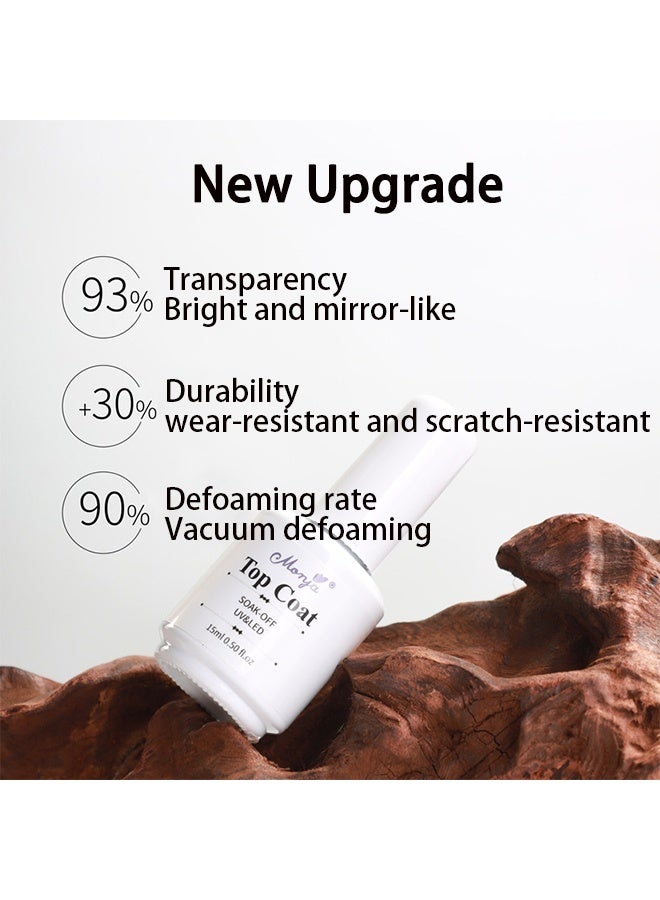 مونچا مجموعة طلاء أساسي وطبقة علوية، طلاء جل UV مع ليد، لمعة نهائية لامعة، طلاء جل طويل الأمد، مجموعة البداية لفن الأظافر، للعناية بالأظافر في الصالون أو استخدام DIY في المنزل، 15 مل+15 مل - Image 4