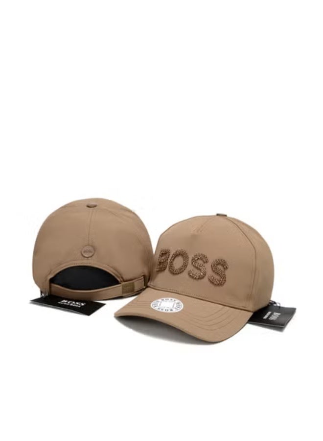 BOSS Beige Cap with Beaded 3D Logo  Brand Badge