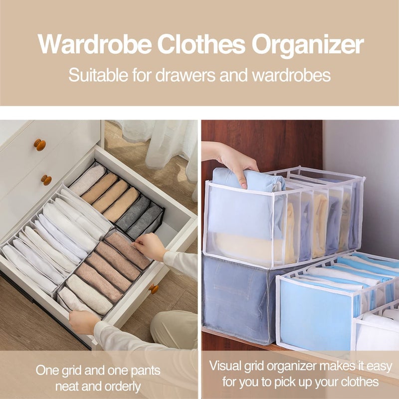 VMITRA VMITRA Pack of 1 7 Grids Organizer Washable Portable Foldable Mesh Separation Closet Storage Box Storage for Storing Organizing Undergarments Socks Scarfs Jeans TShirts Jeans Wardrobe Organizer  - Image 4