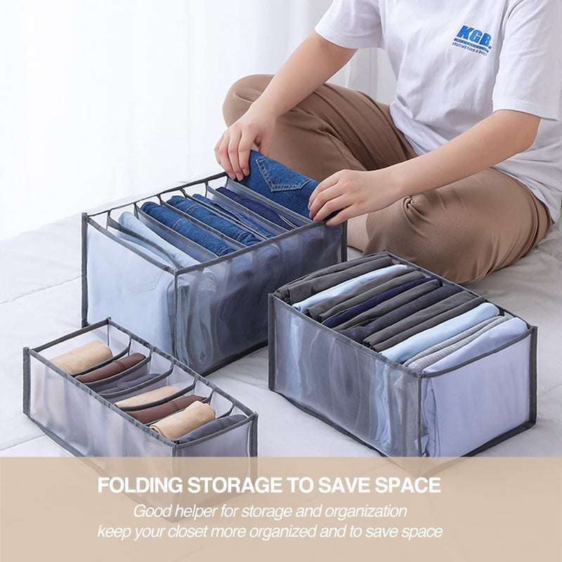 VMITRA VMITRA Pack of 1 7 Grids Organizer Washable Portable Foldable Mesh Separation Closet Storage Box Storage for Storing Organizing Undergarments Socks Scarfs Jeans TShirts Jeans Wardrobe Organizer  - Image 2