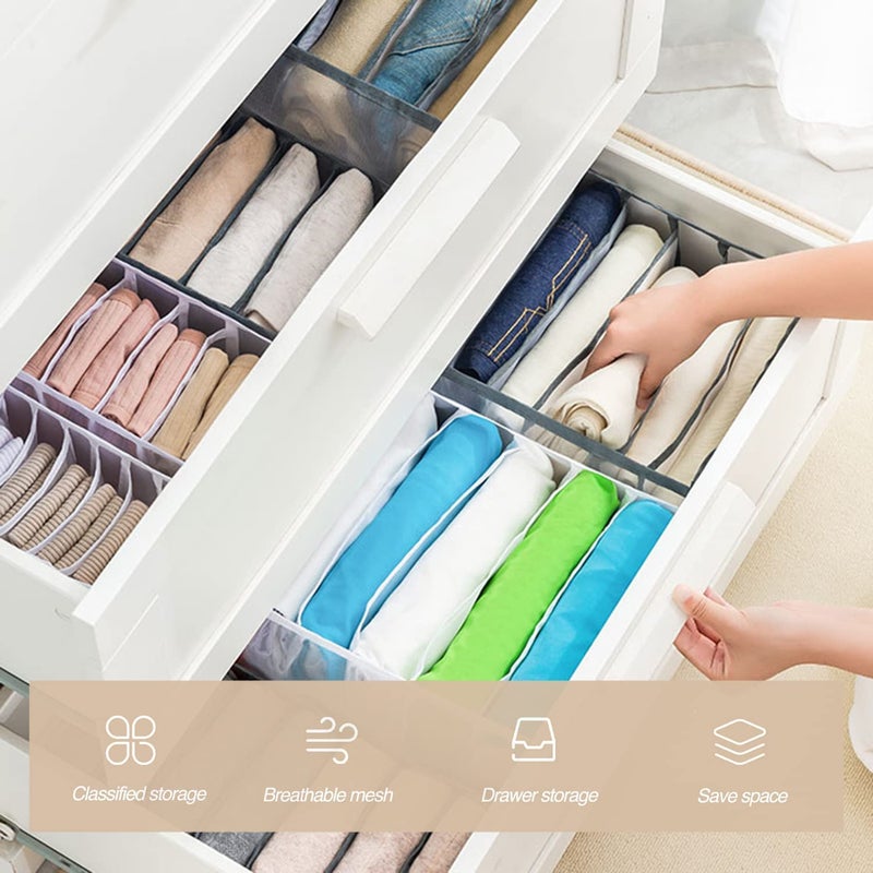 VMITRA VMITRA Pack of 1 7 Grids Organizer Washable Portable Foldable Mesh Separation Closet Storage Box Storage for Storing Organizing Undergarments Socks Scarfs Jeans TShirts Jeans Wardrobe Organizer  - Image 3
