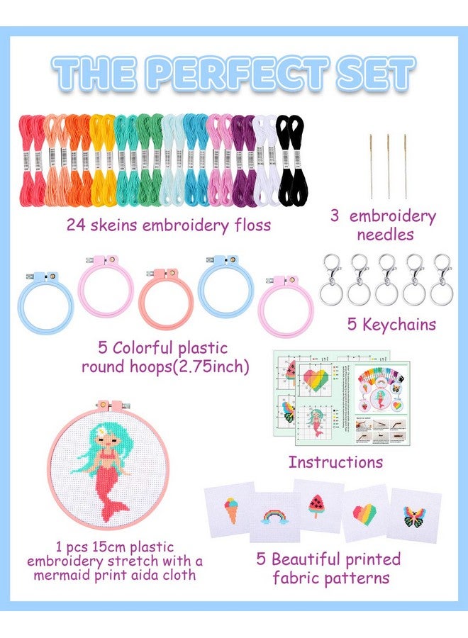 بليلي طقم تطريز مكون من 6 قطع للمبتدئين من سن 7 إلى 13 عامًا، طقم تطريز للأطفال، طقم تطريز بالإبرة، طقم فنون وحرف يدوية مع تعليمات لتعليقات حقيبة الظهر والحلي والحرف اليدوية بالإبرة - Image 2