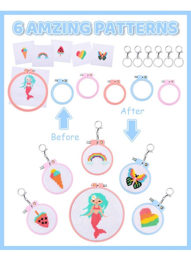 بليلي طقم تطريز مكون من 6 قطع للمبتدئين من سن 7 إلى 13 عامًا، طقم تطريز للأطفال، طقم تطريز بالإبرة، طقم فنون وحرف يدوية مع تعليمات لتعليقات حقيبة الظهر والحلي والحرف اليدوية بالإبرة - Image 4