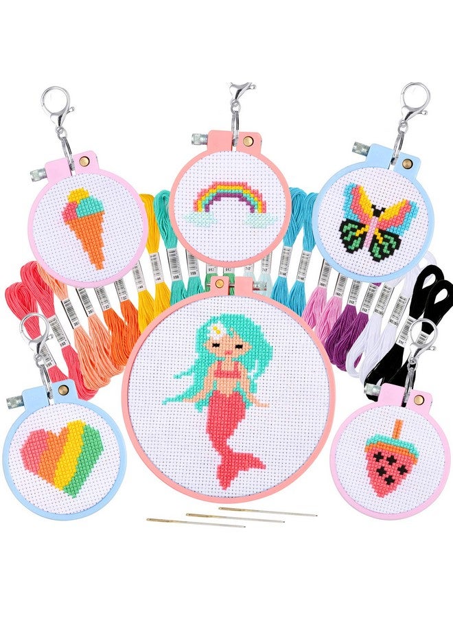 بليلي طقم تطريز مكون من 6 قطع للمبتدئين من سن 7 إلى 13 عامًا، طقم تطريز للأطفال، طقم تطريز بالإبرة، طقم فنون وحرف يدوية مع تعليمات لتعليقات حقيبة الظهر والحلي والحرف اليدوية بالإبرة - Image 1