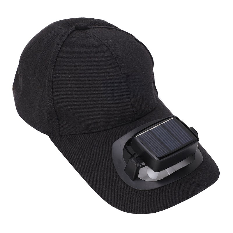Solar Fan Hat with Wide Brim Soft Fan Blades Summer UV Protection USB Charging Baseball Cap with Solar Fan for Beach Garden Sports Black - Image 1