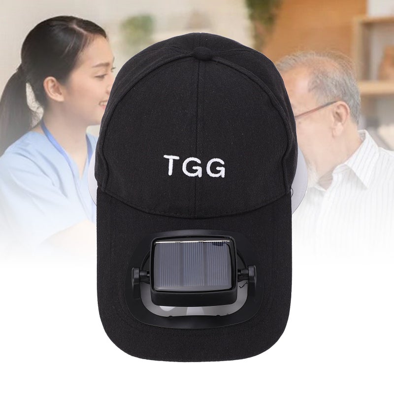 Solar Fan Hat with Wide Brim Soft Fan Blades Summer UV Protection USB Charging Baseball Cap with Solar Fan for Beach Garden Sports Black - Image 2