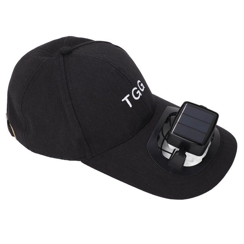 Solar Fan Hat with Wide Brim Soft Fan Blades Summer UV Protection USB Charging Baseball Cap with Solar Fan for Beach Garden Sports Black - Image 3