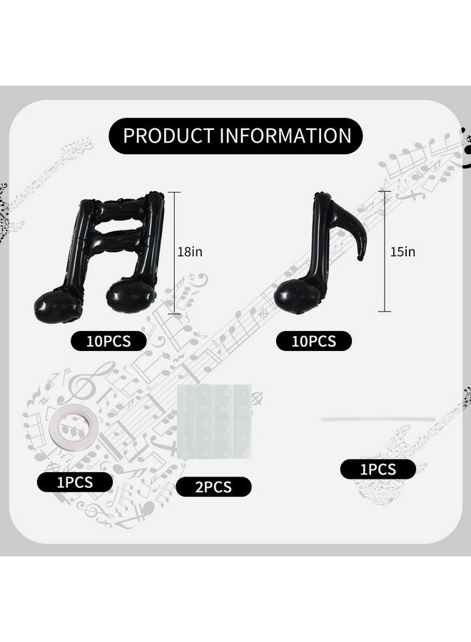 TONIFUL 20pc Music Note Balloons - Black Music Notes Party Decorations - Aluminum Foil Balloons for Birthday, Baby Shower Celebrations - Image 2