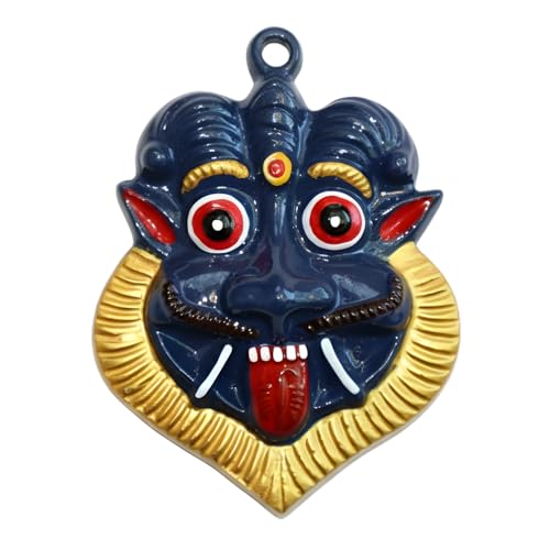 Salvus APP SOLUTIONS Metal Mahakal Face Mask Nazar Battu- Wall Hanging for Evil Eye Protection Suitable for Home, Office, Shop (4 Inch)( Blue) - Image 1