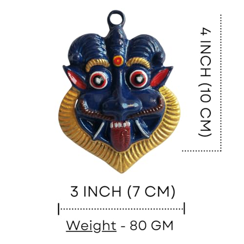 Salvus APP SOLUTIONS Metal Mahakal Face Mask Nazar Battu- Wall Hanging for Evil Eye Protection Suitable for Home, Office, Shop (4 Inch)( Blue) - Image 2