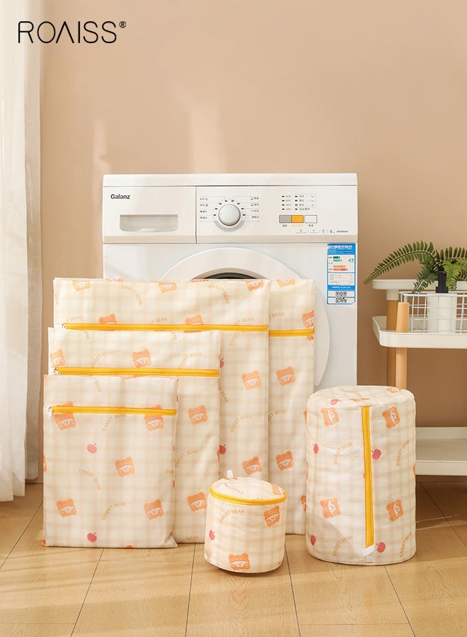roaiss 6-piece Thickened Mesh Laundry Bag Set, Fine Mesh Construction with Bear Design, Durable, Gentle and Adorable, Anti-Snag&Anti-Deformation for Personal Garments, Multi-Capacity Organisation, for Home, Travel and Dormitory Use - Image 1