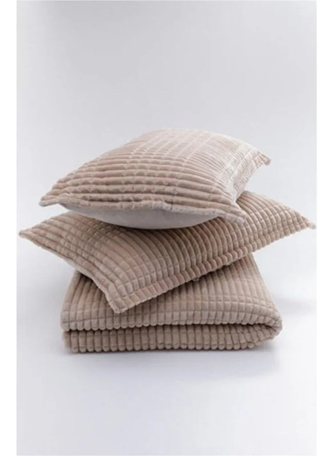 MERINOS Modern Line 3 Piece Blanket Set Beige Set.