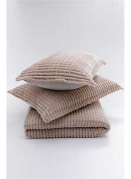 MERINOS Modern Line 3 Piece Blanket Set Beige Set.  - Image 1