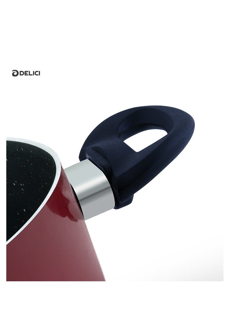 ديليتشي قدر صوص ألمنيوم غير لاصق مع غطاء زجاجي مقوى | آمن للغسيل في غسالة الصحون | مقبض ومقبض غطاء من الباكليت | متوافق مع مختلف أنواع المواقد | خالٍ من مادة PFOA | ASP22ME - Image 4