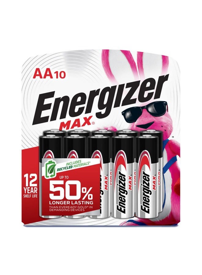 Energizer MAX AA Batteries, Double A Alkaline Batteries (Pack of 1, 10 Count Total) - Image 1