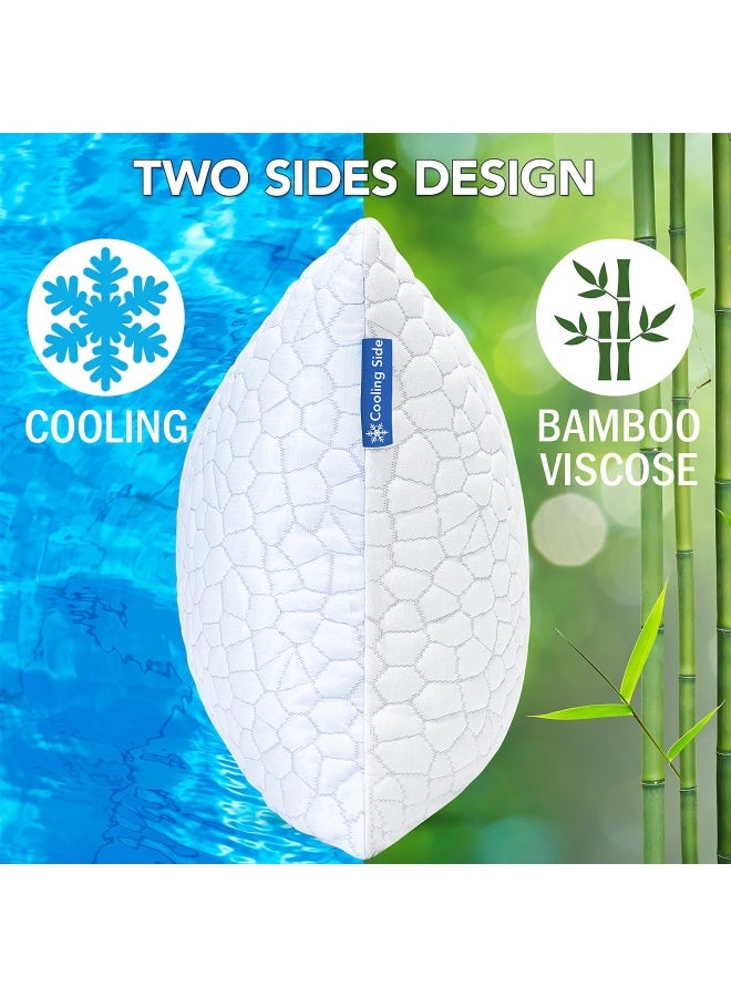 QUTOOL Cooling Pillows for Sleeping 2 Pack Shredded Memory Foam Bed Pillows Queen Size Set of 2 Cool Pillow for Hot Sleepers Adjustable Firm Pillow for Side Back and Stomach Sleepers Supportive - Image 2