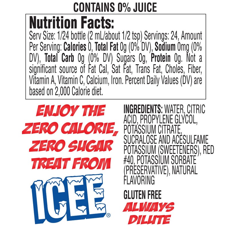 ICEE Zero Calorie Cherry Liquid Water Enhancer Drink Mix, Natural Flavor Drops, Sugar Free, 1.62 Fl Oz Concentrate (48 ml) - 4 Pack - Image 3