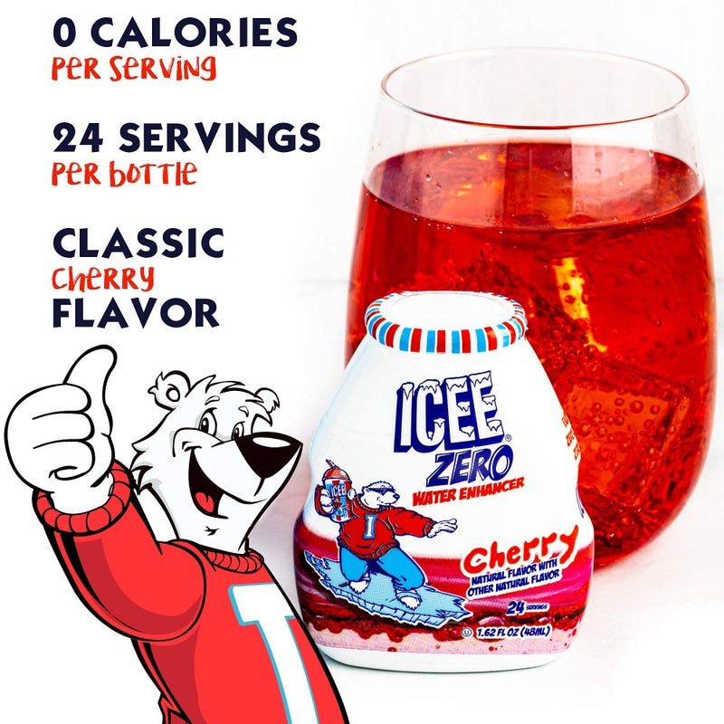 ICEE Zero Calorie Cherry Liquid Water Enhancer Drink Mix, Natural Flavor Drops, Sugar Free, 1.62 Fl Oz Concentrate (48 ml) - 4 Pack - Image 2