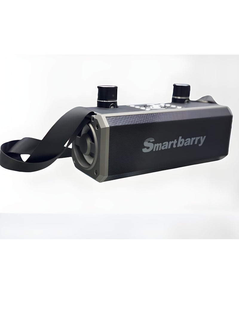 Smart Berry Smartberry M28 Portable Karaoke Machine – Wireless Bluetooth Speaker with Two Microphones, Loud & Clear Sound, Rechargeable Battery, Perfect for Parties, Singing, and Outdoor Entertainment (Black) - Image 2