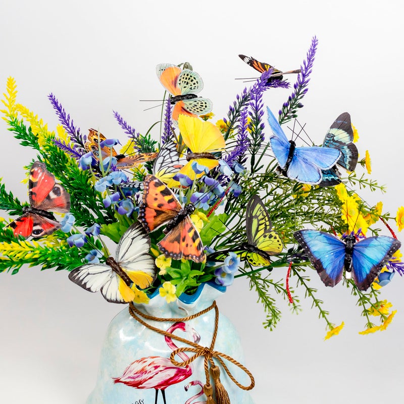 Berfutall مجموعة زخارف حفلة Berfutall-Artepticial Feather 3D Butterfly Secorts من 12 مع مقطع 12 زخارف ملونة لشجرة عيد الميلاد - Image 2