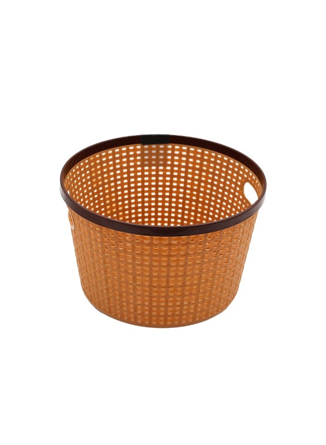 IDEAL PACK Nakoda Coco Round Shape Plastic Storage Basket with Lid | Rattan Design Organizer Bin for Home, Kitchen & Bathroom | Durable, Lightweight & Stackable | Multipurpose Use - Image 2