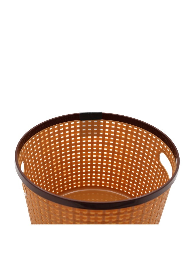 IDEAL PACK Nakoda Coco Round Shape Plastic Storage Basket with Lid | Rattan Design Organizer Bin for Home, Kitchen & Bathroom | Durable, Lightweight & Stackable | Multipurpose Use - Image 3