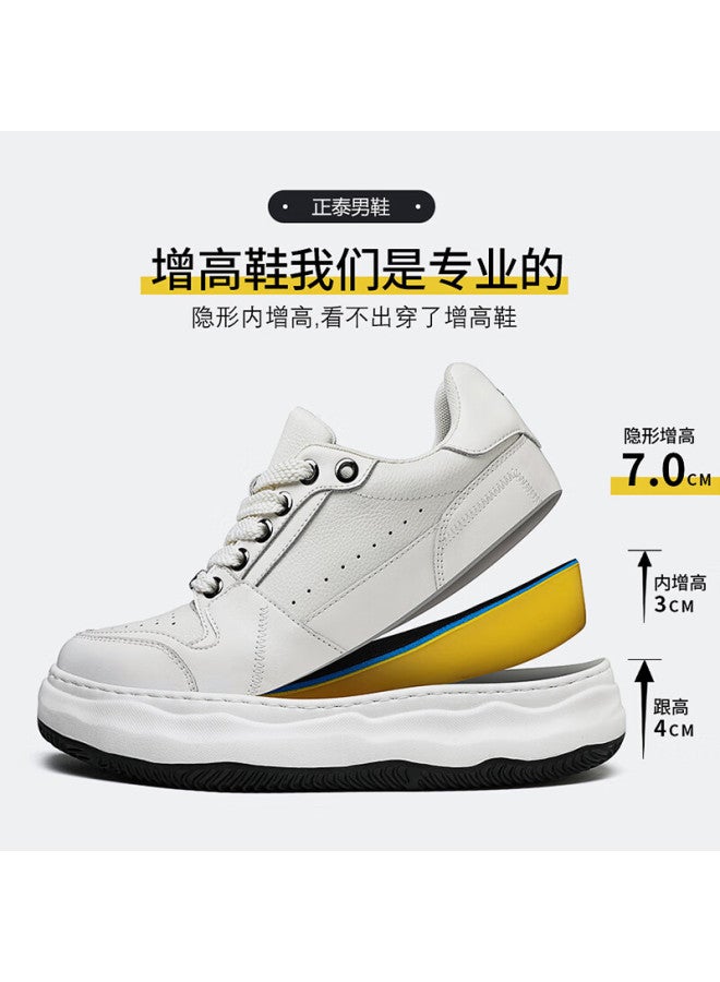 Chintai Men's Height Increasing Casual Shoes Breathable Lightweight Thick Sole Sneakers White Sports Shoes Jz0218 Black White Size 44