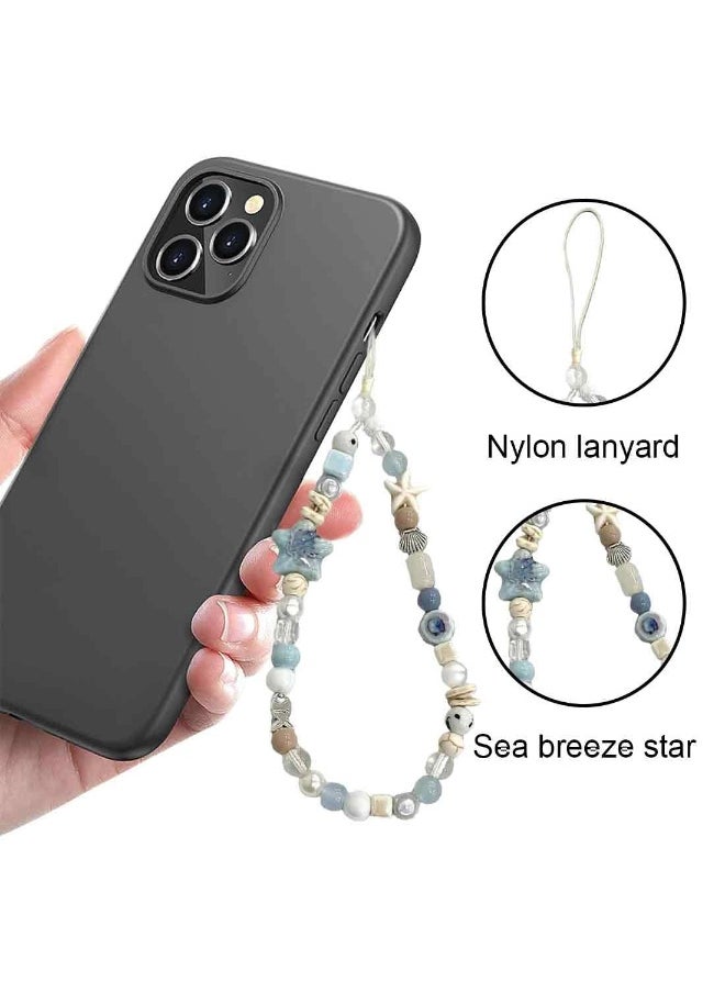 ShebSheb Summer Style Beaded Phone Charms,Star Shell Style Wrist Strap Lanyard,Cute Camera Charm Strap  - Image 2