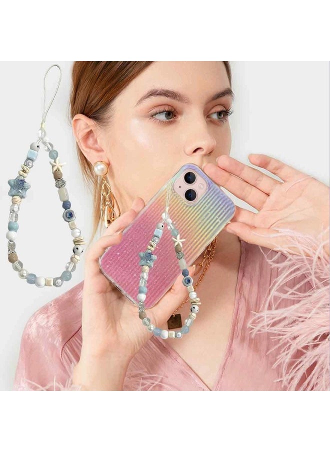 ShebSheb Summer Style Beaded Phone Charms,Star Shell Style Wrist Strap Lanyard,Cute Camera Charm Strap  - Image 4