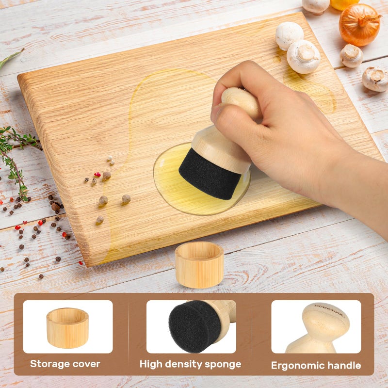 DEBETOOL Cutting Board Oil & Wax Applicator with Lid, Food Grade Mineral Oil & Wax Applicator for Wooden Cutting Board - Natural Bamboo Applicator for Butcher Blocks, Spatulaï¼ŒSpoon and Utensils - Image 3