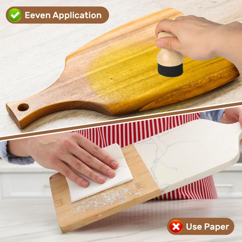 DEBETOOL Cutting Board Oil & Wax Applicator with Lid, Food Grade Mineral Oil & Wax Applicator for Wooden Cutting Board - Natural Bamboo Applicator for Butcher Blocks, Spatulaï¼ŒSpoon and Utensils - Image 4