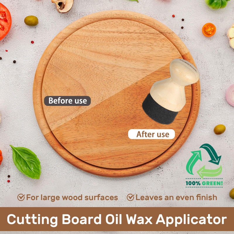 DEBETOOL Cutting Board Oil & Wax Applicator with Lid, Food Grade Mineral Oil & Wax Applicator for Wooden Cutting Board - Natural Bamboo Applicator for Butcher Blocks, Spatulaï¼ŒSpoon and Utensils - Image 5