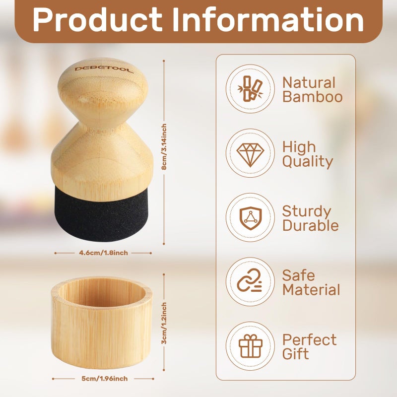 DEBETOOL Cutting Board Oil & Wax Applicator with Lid, Food Grade Mineral Oil & Wax Applicator for Wooden Cutting Board - Natural Bamboo Applicator for Butcher Blocks, Spatulaï¼ŒSpoon and Utensils - Image 2