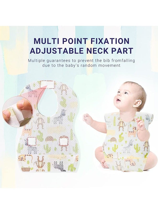 Bebiland 50 Pack Disposable Bibs, Adjustable Baby Bibs Travel Pack for Newborn Infant Baby Toddlers (Multicolour)  - Image 4